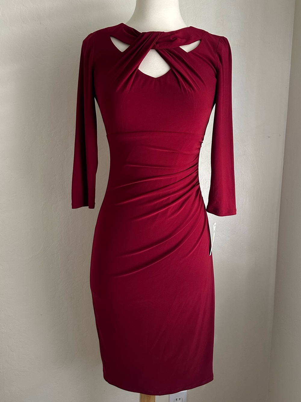 INC Red Twist-Keyhole Sheath Dress